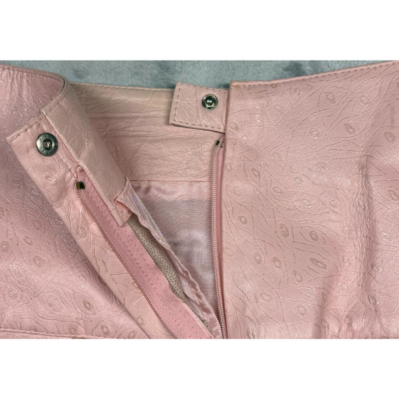 Vintage Lillie Rubin Women's Size 10 Blush Leather Pencil Skirt Ostrich Texture - Picture 7 of 13